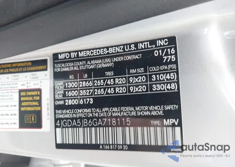 2016 Mercedes-Benz Gle 350 from USA, damaged, VIN 4JGDA5JB6GA718115